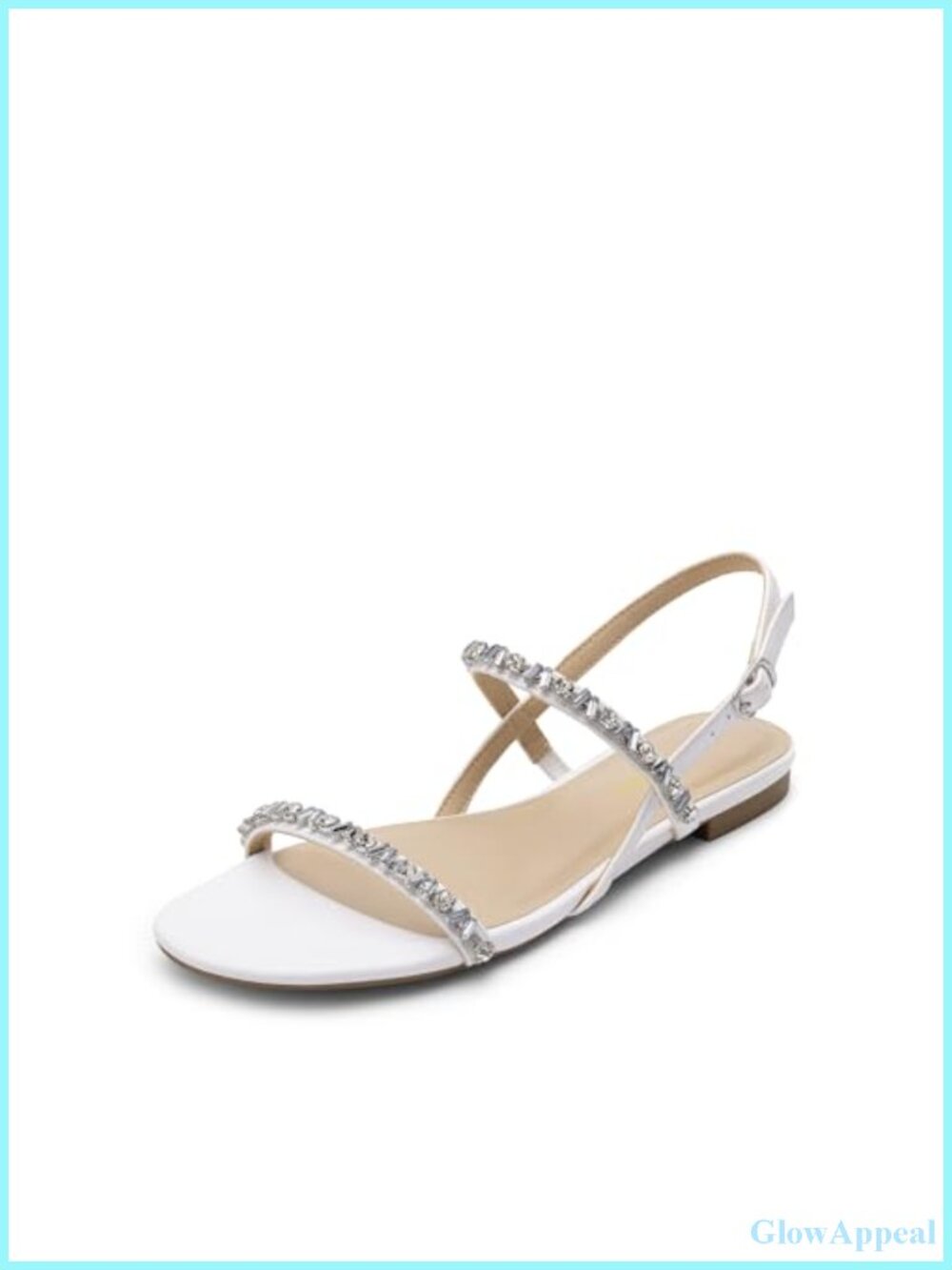 Women's Rhinestone Flat Sandals Open Toe Ankle Strap Summer Shoes